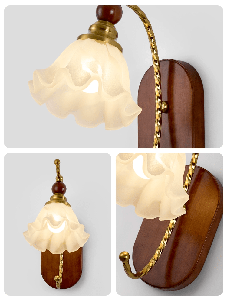 Lunaria Wall Sconce — Gold & Frosted Glass Floral Wall Light