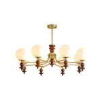 Lunaris Modern Glass Chandelier with Walnut Wood Accents for Dining Room and Living Room
