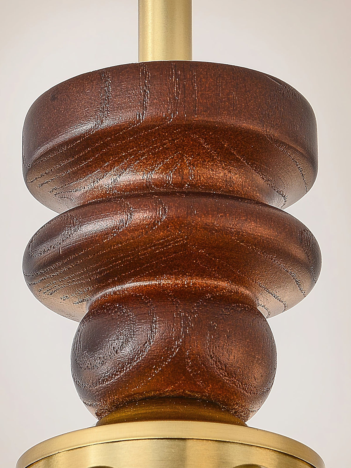 Lunaris Modern Glass Chandelier with Walnut Wood Accents for Dining Room and Living Room