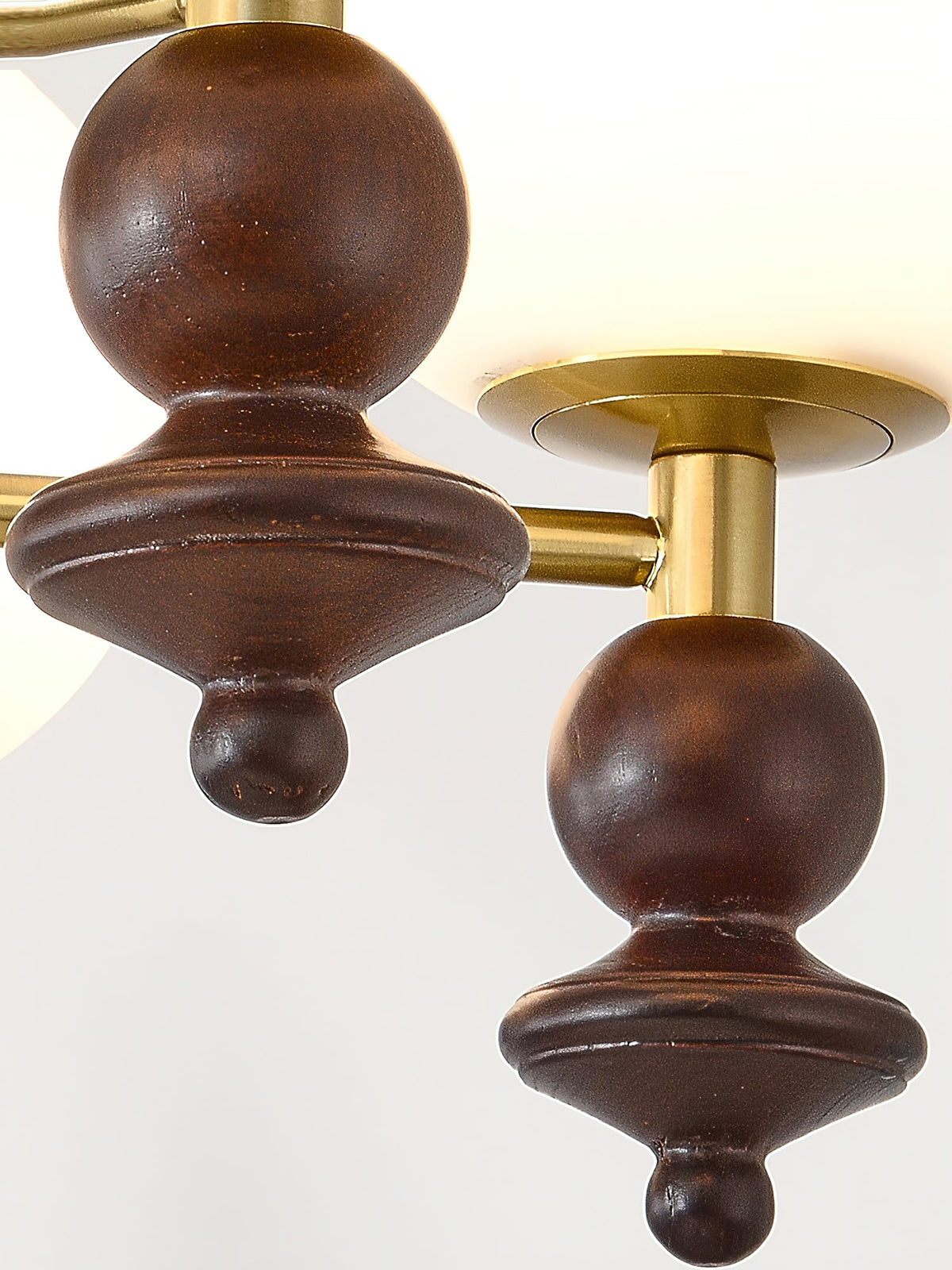 Lunaris Modern Glass Chandelier with Walnut Wood Accents for Dining Room and Living Room
