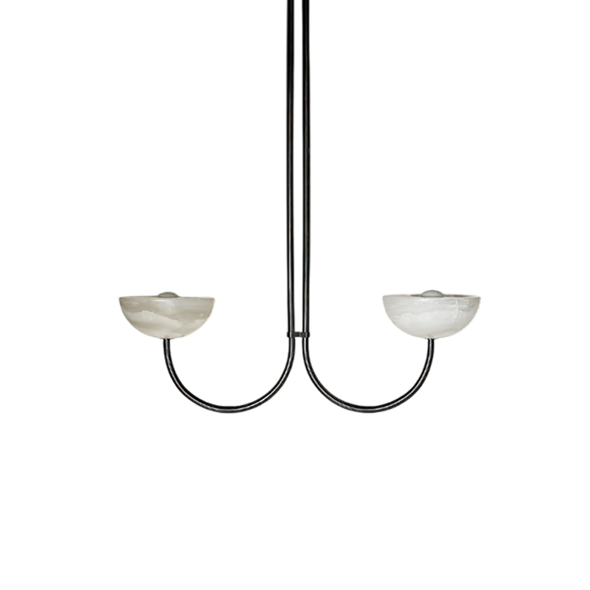 Lunaris Duo Alabaster Pendant Light – Modern Minimalist LED Chandelier