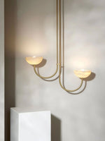Lunaris Duo Alabaster Pendant Light – Modern Minimalist LED Chandelier