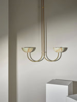 Lunaris Duo Alabaster Pendant Light – Modern Minimalist LED Chandelier