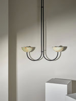 Lunaris Duo Alabaster Pendant Light – Modern Minimalist LED Chandelier
