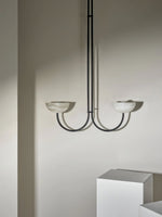 Lunaris Duo Alabaster Pendant Light – Modern Minimalist LED Chandelier