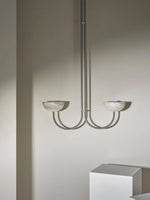 Lunaris Duo Alabaster Pendant Light – Modern Minimalist LED Chandelier