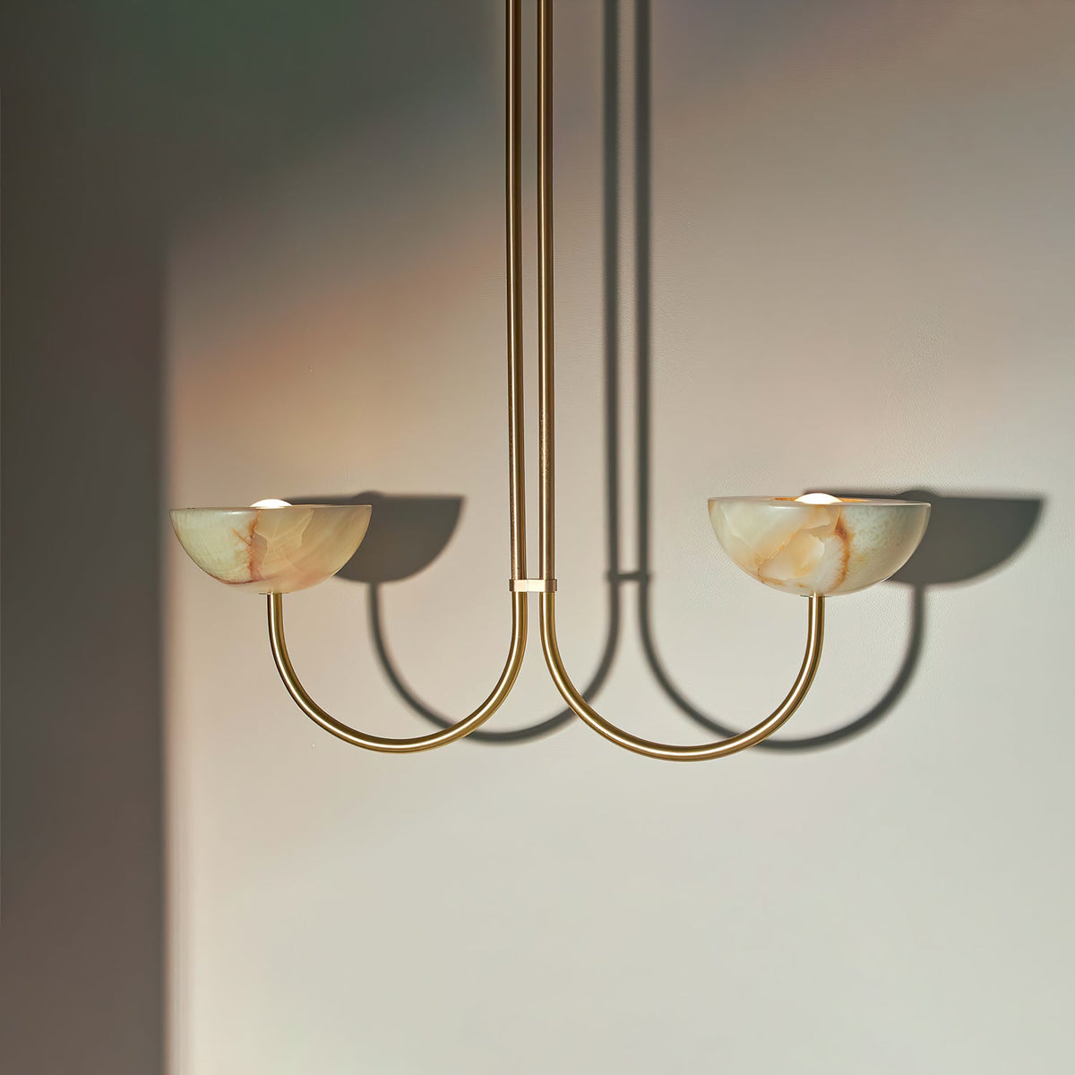 Lunaris Duo Alabaster Pendant Light – Modern Minimalist LED Chandelier