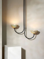 Lunaris Duo Alabaster Pendant Light – Modern Minimalist LED Chandelier