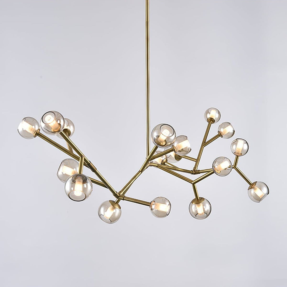 Lunaris Branch Chandelier — Sculptural Brass & Glass Pendant Light