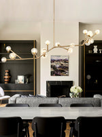 Lunaris Branch Chandelier — Sculptural Brass & Glass Pendant Light