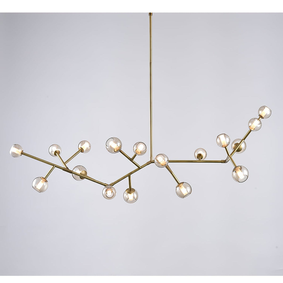 Lunaris Branch Chandelier — Sculptural Brass & Glass Pendant Light