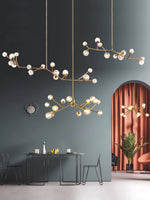 Lunaris Branch Chandelier — Sculptural Brass & Glass Pendant Light