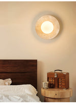 Lunaro Travertine Wall Sconce with Opal Glass Globe