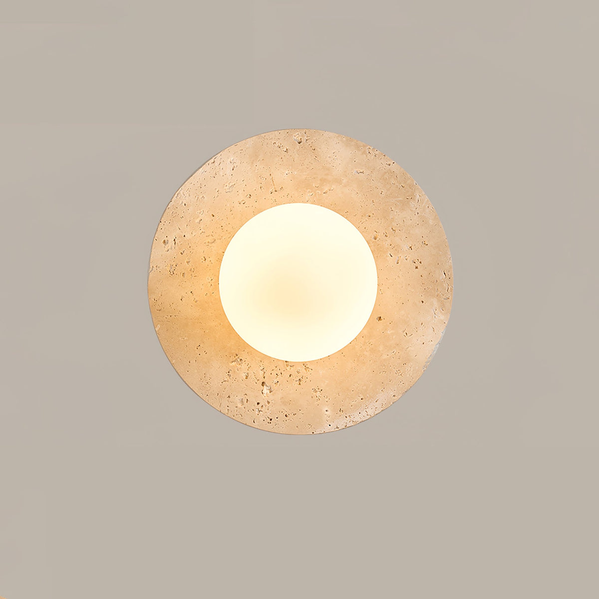 Lunaro Travertine Wall Sconce with Opal Glass Globe