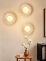 Lunaro Travertine Wall Sconce with Opal Glass Globe