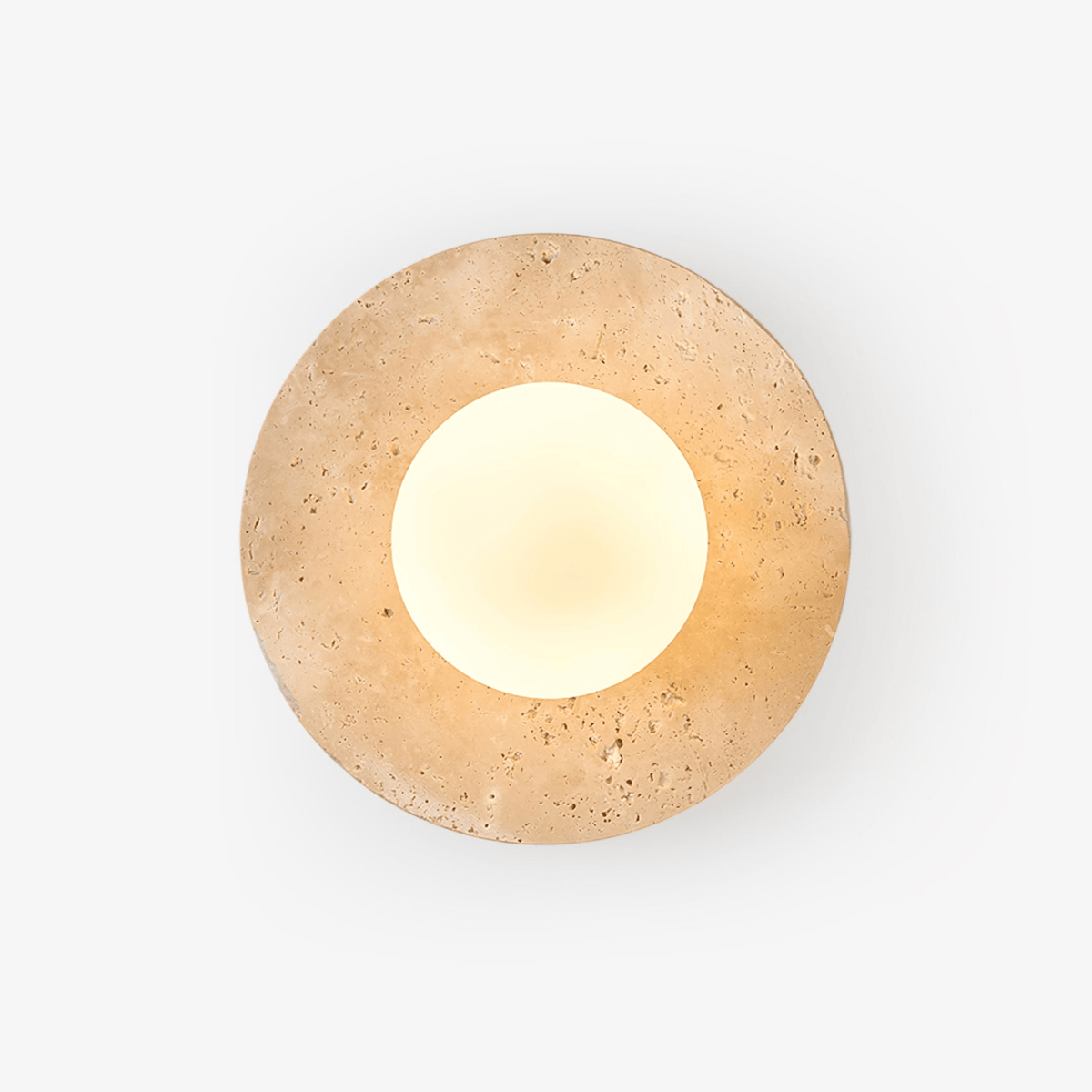 Lunaro Travertine Wall Sconce with Opal Glass Globe
