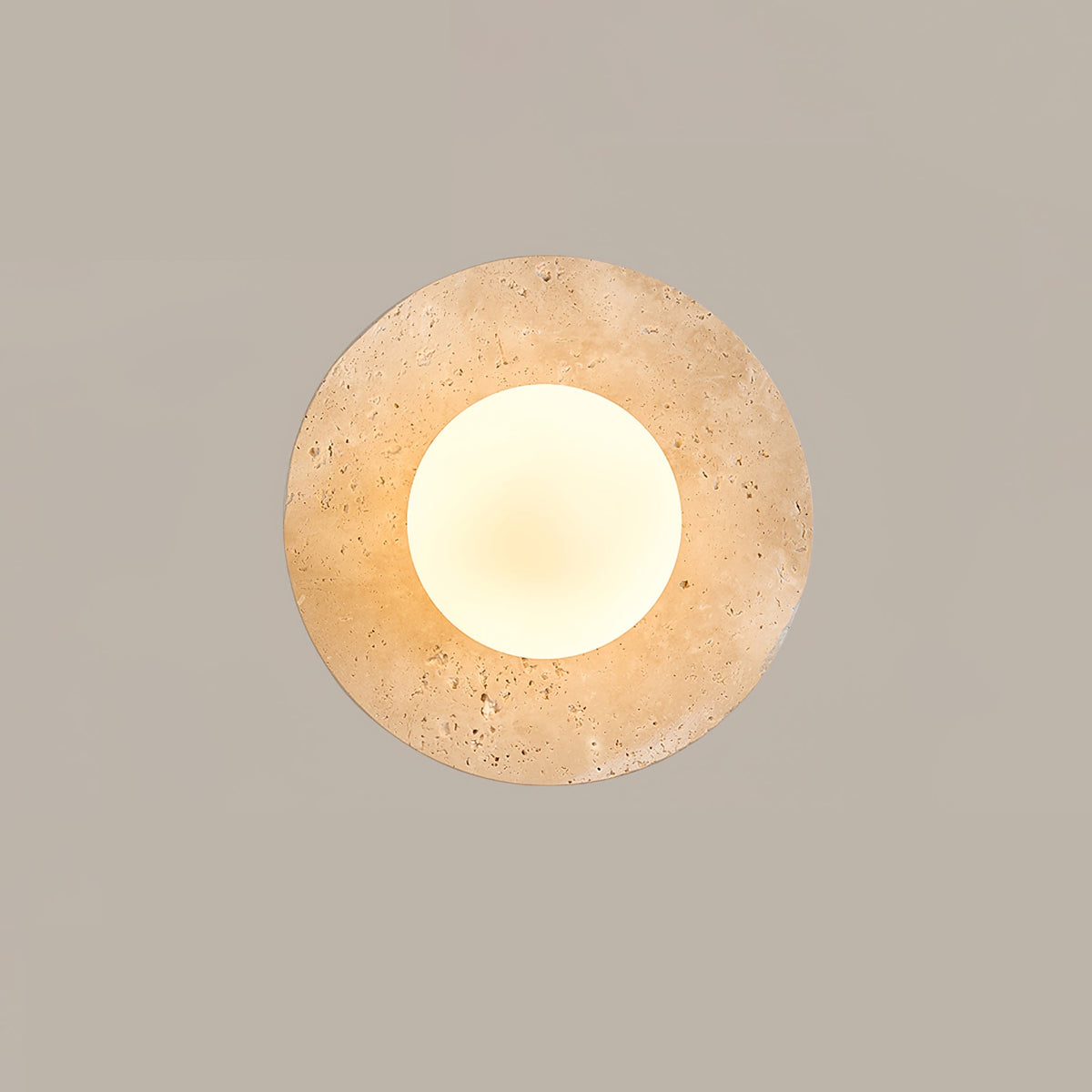 Lunaro Travertine Wall Sconce with Opal Glass Globe
