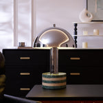 Luno Chrome Table Lamp with Green Marble Base – Modern Designer Desk Light