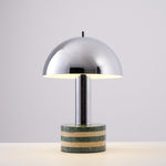 Luno Chrome Table Lamp with Green Marble Base – Modern Designer Desk Light