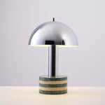 Luno Chrome Table Lamp with Green Marble Base – Modern Designer Desk Light