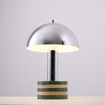 Luno Chrome Table Lamp with Green Marble Base – Modern Designer Desk Light