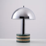 Luno Chrome Table Lamp with Green Marble Base – Modern Designer Desk Light