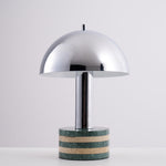 Luno Chrome Table Lamp with Green Marble Base – Modern Designer Desk Light