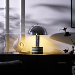 Luno Chrome Table Lamp with Green Marble Base – Modern Designer Desk Light