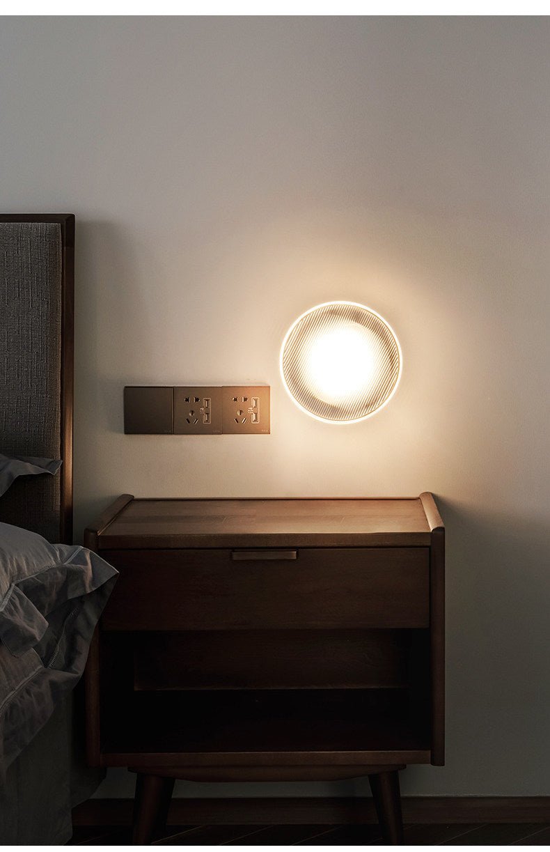 Luno Ribbed Glass LED Wall Sconce in Brass for Modern Interiors