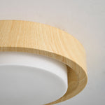 Lunor Ring Ceiling Light in Walnut Wood Grain Finish, Modern LED Flush Mount
