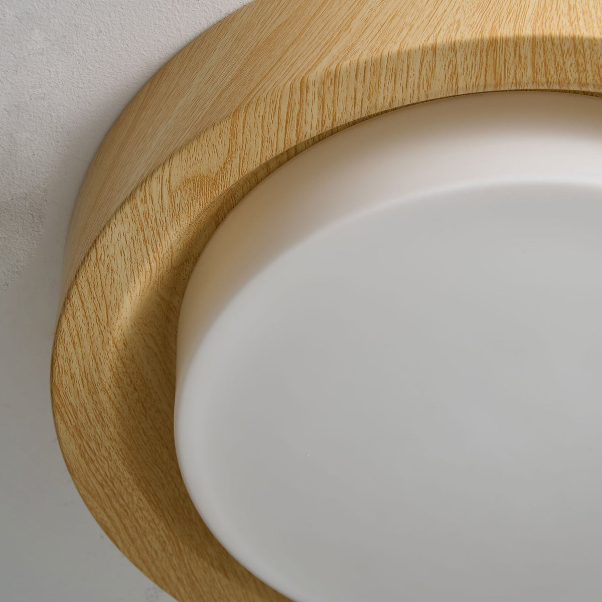 Lunor Ring Ceiling Light in Walnut Wood Grain Finish, Modern LED Flush Mount