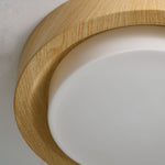 Lunor Ring Ceiling Light in Walnut Wood Grain Finish, Modern LED Flush Mount
