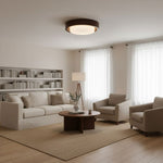 Lunor Ring Ceiling Light in Walnut Wood Grain Finish, Modern LED Flush Mount
