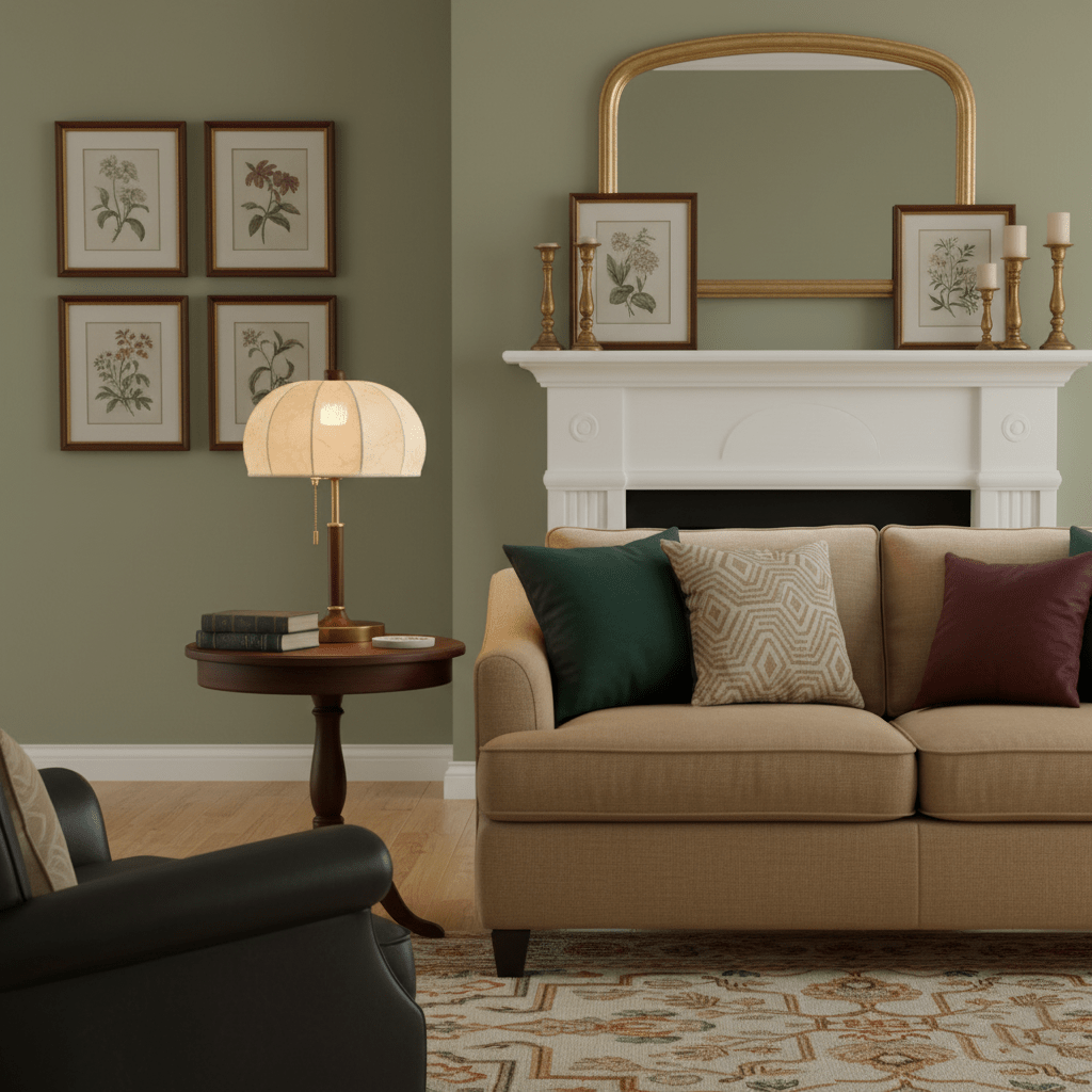 Lunora Fabric Table Lamp with Walnut Wood and Brass Accents