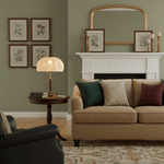 Lunora Fabric Table Lamp with Walnut Wood and Brass Accents