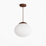 Lunora Dome Pendant Light – Frosted Glass & Wood Accent, Modern Minimalist Hanging Lamp