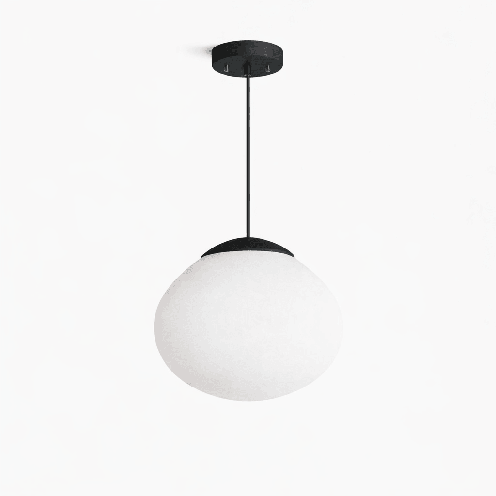 Lunora Dome Pendant Light – Frosted Glass & Wood Accent, Modern Minimalist Hanging Lamp