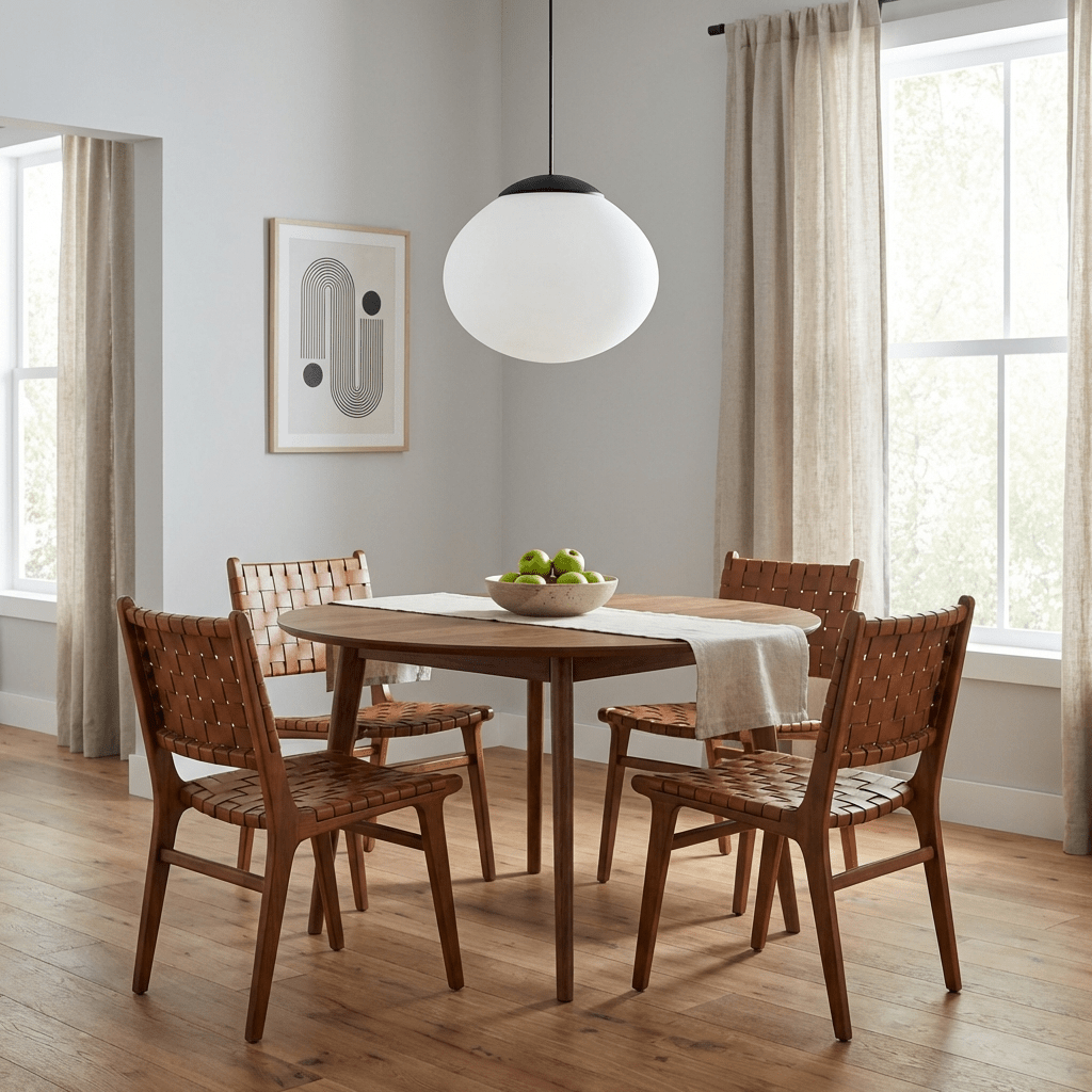 Lunora Dome Pendant Light – Frosted Glass & Wood Accent, Modern Minimalist Hanging Lamp