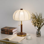 Lunora Fabric Table Lamp with Walnut Wood and Brass Accents