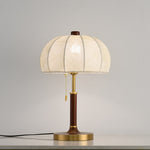 Lunora Fabric Table Lamp with Walnut Wood and Brass Accents