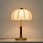 Lunora Fabric Table Lamp with Walnut Wood and Brass Accents
