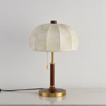 Lunora Fabric Table Lamp with Walnut Wood and Brass Accents