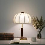 Lunora Fabric Table Lamp with Walnut Wood and Brass Accents
