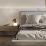 Luolongzi Cordless Table Lamp with Horsehair Shade, Wood & Acrylic