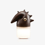 Luolongzi Cordless Table Lamp with Horsehair Shade, Wood & Acrylic