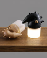 Luolongzi Cordless Table Lamp with Horsehair Shade, Wood & Acrylic