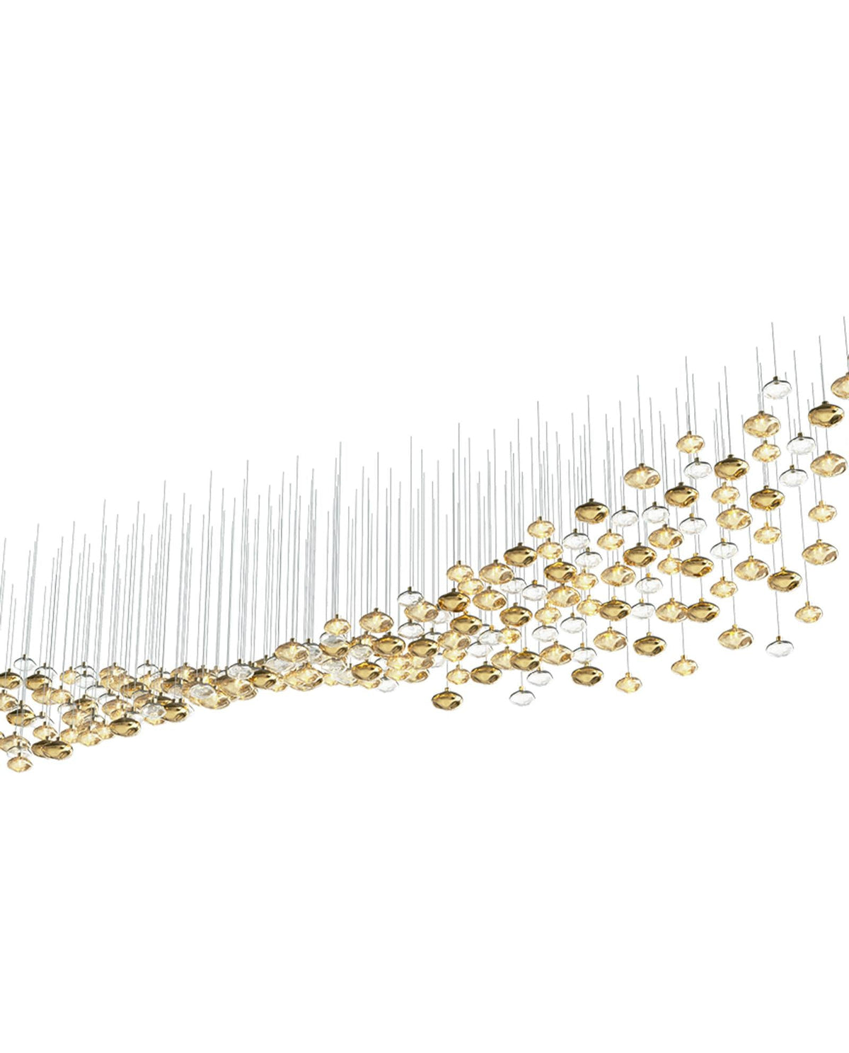 Lure Linear LED Chandelier in Gold and Clear Glass for Modern Interiors