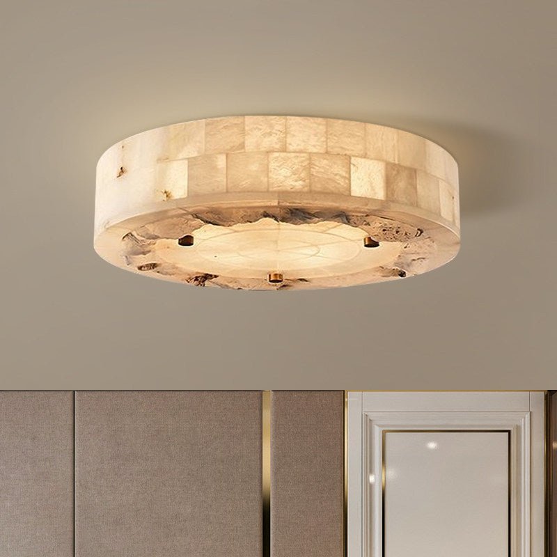 Luriel Alabaster Ceiling Light – Modern Flush Mount in Brass & Natural Stone