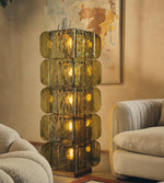 Lush Glass Tower Floor Lamp — 4.6 ft Stacked Textured Glass in Green or White