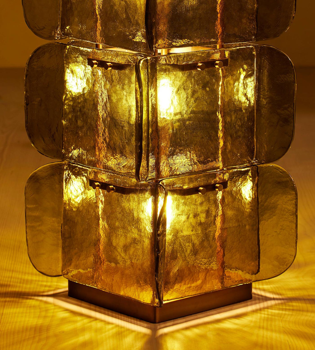 Lush Glass Tower Floor Lamp — 4.6 ft Stacked Textured Glass in Green or White